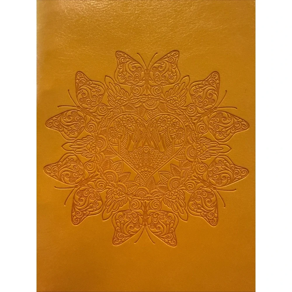 Leather Bound Journal w/Butterflies & Hearts Lined Paper Genuine Leather 7.5X5